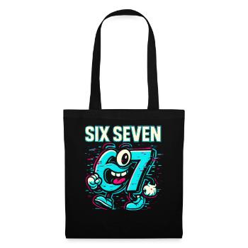 Six Seven 67 Meme Glitch Mascot Italian Brainrot - Stoffbeutel - Schwarz - Vorne