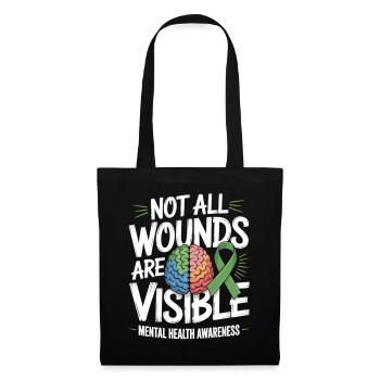 Toutes les blessures ne sont pas visibles – santé mentale - Sac en tissu - noir - Devant