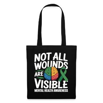 Toutes les blessures ne sont pas visibles – santé mentale - Sac en tissu - noir - Devant