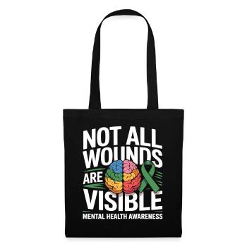 Toutes les blessures ne sont pas visibles – santé mentale - Sac en tissu - noir - Devant