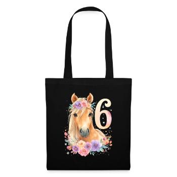 Anniversaire 6 Fille cheval 6 ans - Sac en tissu - noir - Devant