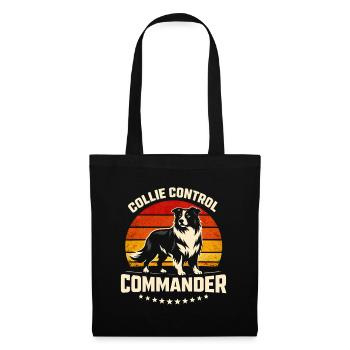 Collie Kommando | Border Collie Retro - Stoffbeutel - Schwarz - Vorne