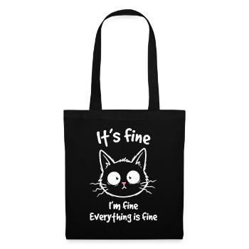 It's Fine I'm Fine Everything is Fine Katzen - Stoffbeutel - Schwarz - Vorne