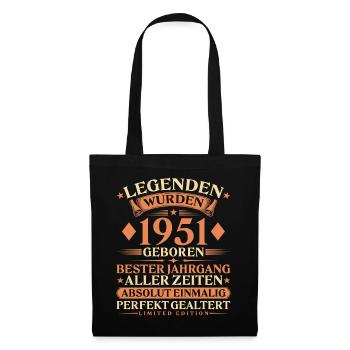 Legenden wurden 1951 geboren – 75. Geburtstag - Stoffbeutel - Schwarz - Vorne