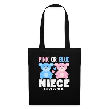 Nièce rose ou bleue t’aime - Sac en tissu - noir - Devant