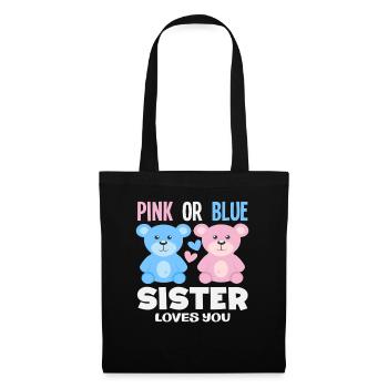 Sœur rose ou bleue t’aime - Sac en tissu - noir - Devant