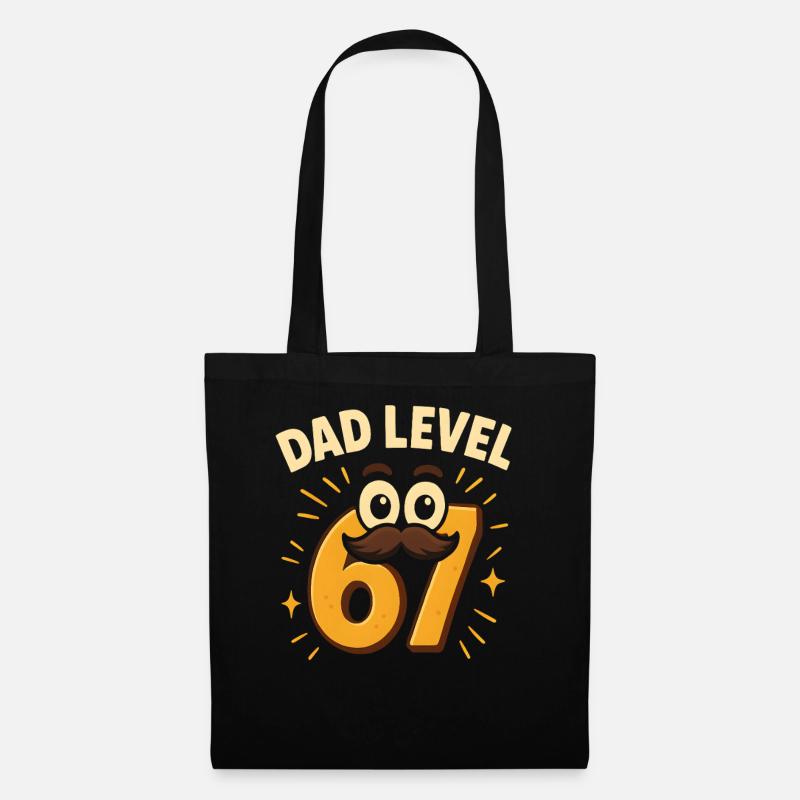 Dad Level 67 Six Seven Meme Vater Papa Humor  - Stoffbeutel - Schwarz
