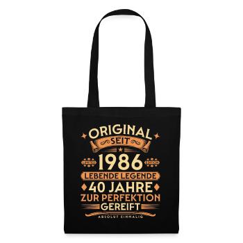 Original seit 1986 – Lebende Legende 40 Jahre - Stoffbeutel - Schwarz - Vorne