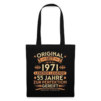 Original seit 1971 – Lebende Legende 55 Jahre - Stoffbeutel - Schwarz - Vorne