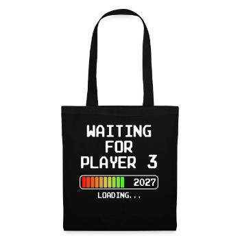 Werdender Papa 2027 Bald Mama Waiting For Player 3 - Stoffbeutel - Schwarz - Vorne