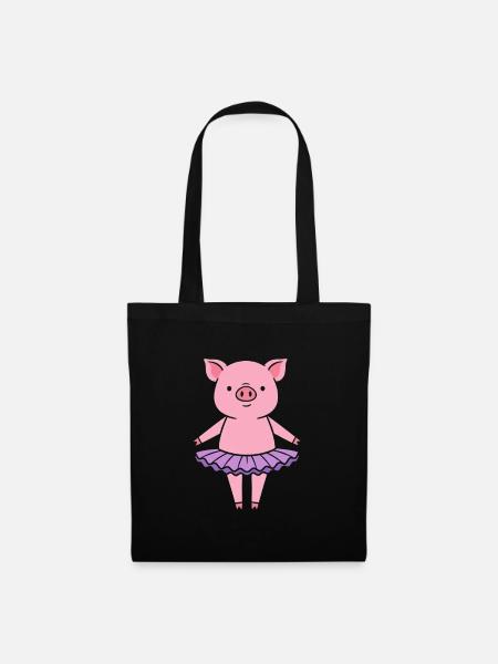 Süßes Schweinchen im Tutu - Stoffbeutel - Schwarz