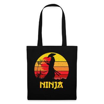 Silhouette de Ninja du Coucher de Soleil - Sac en tissu - noir - Devant