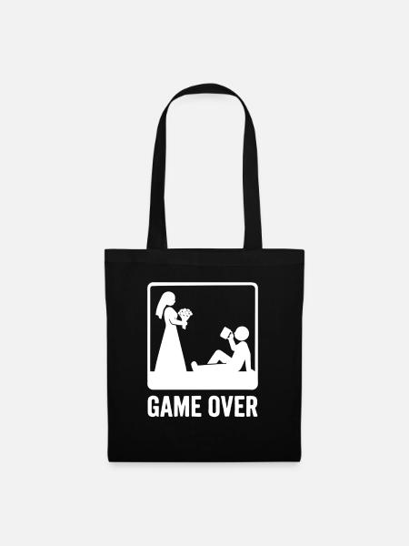 Game Over Hochzeit – Lustiges Brautpaar - Stoffbeutel - Schwarz