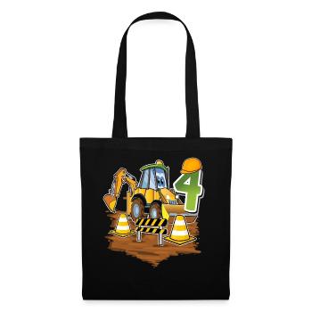 4 Excavators 4th Birthday - Tote Bag - black - Front