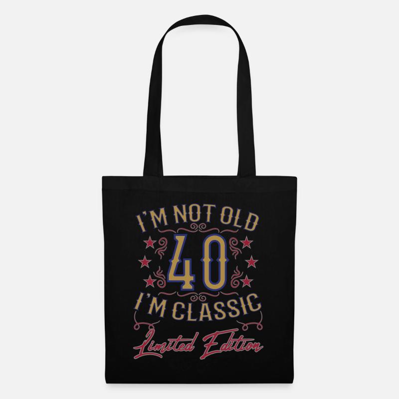 40. Geburtstag Vintage lustiger Spruch - Stoffbeutel - Schwarz