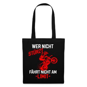 Wer nicht stürzt fährt nicht am Limit - Stoffbeutel - Schwarz - Vorne