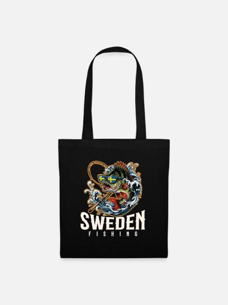Schweden Angeln - Stoffbeutel - Schwarz