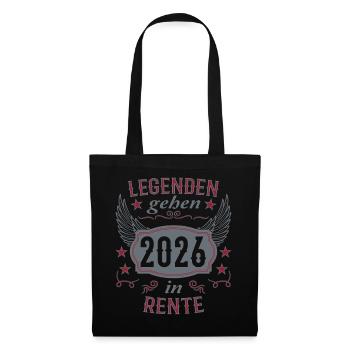 Rente 2026 lustiger Spruch Rentner Legende - Stoffbeutel - Schwarz - Vorne