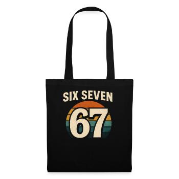 Six Seven 67 Italian Brainrot Retro Sunset Meme - Tote Bag - black - Front