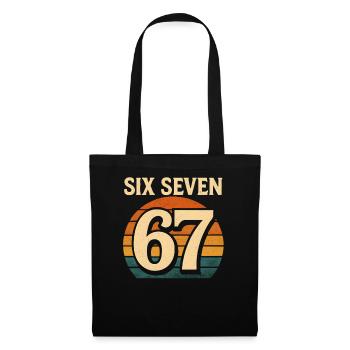 Six Seven 67 Italian Brainrot Retro Sunset Meme - Stoffbeutel - Schwarz - Vorne