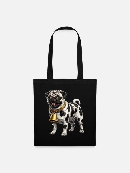 Lustiger gemischter Hund-Kuh-Mops - Stoffbeutel - Schwarz