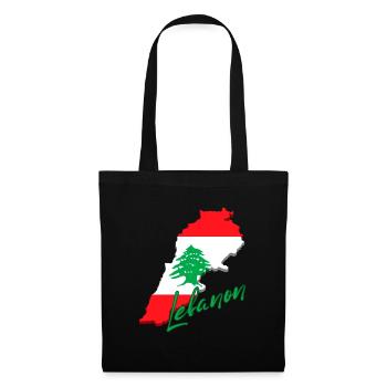 Karte mit Libanon-Flagge, ich liebe Libanon - Stoffbeutel - Schwarz - Vorne