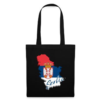 Carte avec le drapeau de la Serbie, j’adore la Serbie - Sac en tissu - noir - Devant