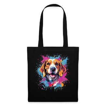 Bunter Beagle Splash Art Dog - Stoffbeutel - Schwarz - Vorne