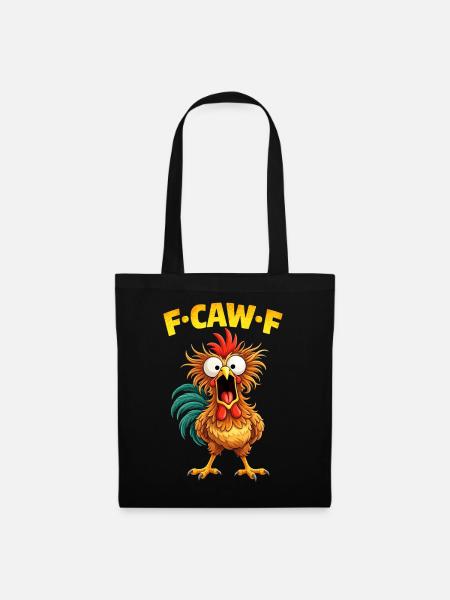F-Caw-F Chicken Rooster Lustige Meme-Grafik - Stoffbeutel - Schwarz
