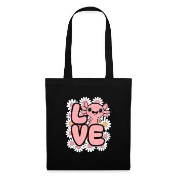 Love Daisy Bloom Kawaii Axolotl - Tote Bag - black - Front