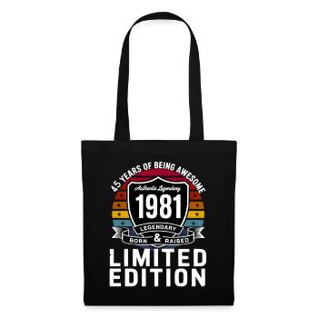 Vintage 1981 45th Birthday Gift Men Women 45 - Sac en tissu - noir - Devant