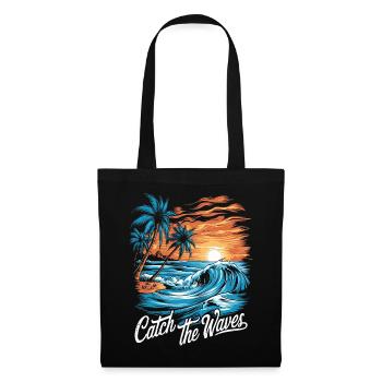 Catch The Waves Sea Sunset Nature Print - Tote Bag - black - Front