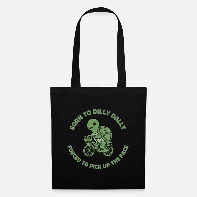 Tartaruga in bicicletta in stile decelerato - Borsa di stoffa - nero