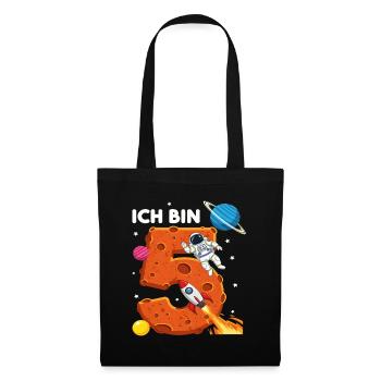 Ich bin 5 Astronaut Weltraum Geburtstag - Stoffbeutel - Schwarz - Vorne