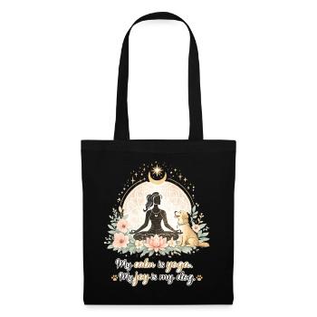 Meine Ruhe ist Yoga, meine Freude mein Hund - Stoffbeutel - Schwarz - Vorne