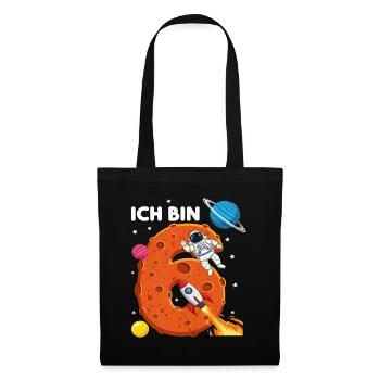 Ich bin 6 Astronaut Weltraum Geburtstag - Stoffbeutel - Schwarz - Vorne