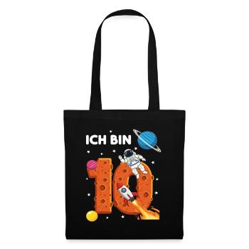 Ich bin 10 Astronaut Weltraum Geburtstag - Stoffbeutel - Schwarz - Vorne
