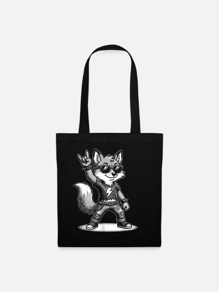 Heavy Metal Rock Musik Fuchs - Stoffbeutel - Schwarz