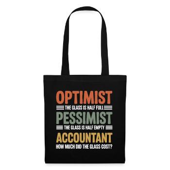 Optimist, Pessimist, Buchhalter, Glaskosten lustig, lustig - Stoffbeutel - Schwarz - Vorne