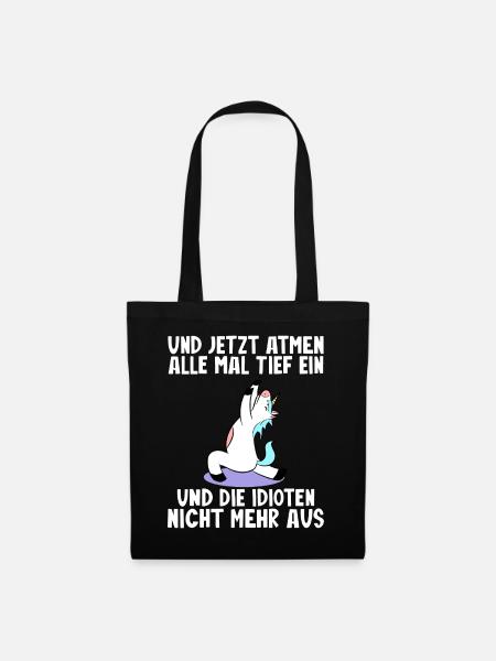Yoga Einhorn Sarkasmus Lustiger Spruch - Stoffbeutel - Schwarz