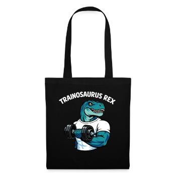 Trainosaurus Rex Funny Gym Dinosaur Shirt - Stoffbeutel - Schwarz - Vorne