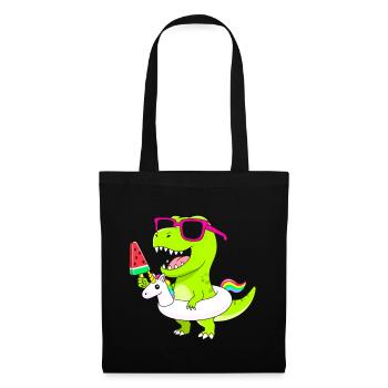 Neon-Dino mit Eis und Einhorn - Tote Bag - black - Front