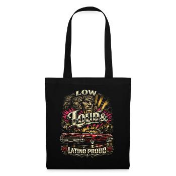 Lowrider Auto Low Loud Latino Proud - Stoffbeutel - Schwarz - Vorne