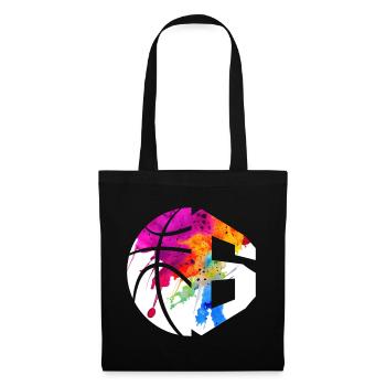 NR. 6 BASKETBALL NUMMER 6 BASKETBALL 6. GEBURTSTAG - Stoffbeutel - Schwarz - Vorne