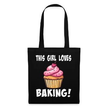 Dieses Mädchen liebt Backen Cupcake - Stoffbeutel - Schwarz - Vorne