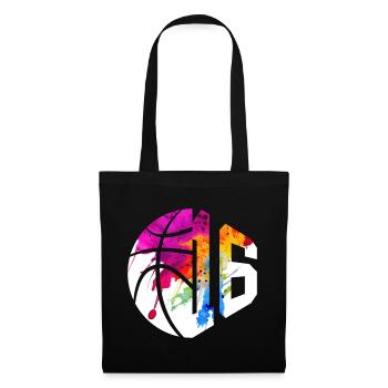 NR. 16 NUMMER 16 BASKETBALL 16. GEBURTSTAG - Stoffbeutel - Schwarz - Vorne