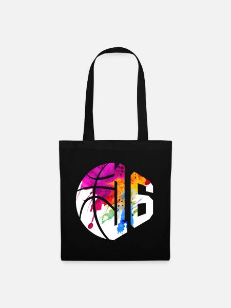 NR. 16 NUMMER 16 BASKETBALL 16. GEBURTSTAG - Stoffbeutel - Schwarz