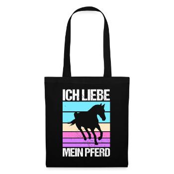 Reiten Pferdeliebhaber Reiterhof Pferde - Stoffbeutel - Schwarz - Vorne
