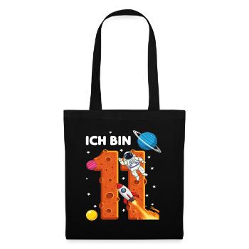Ich bin 11 Astronaut Weltraum Geburtstag - Stoffbeutel - Schwarz - Vorne