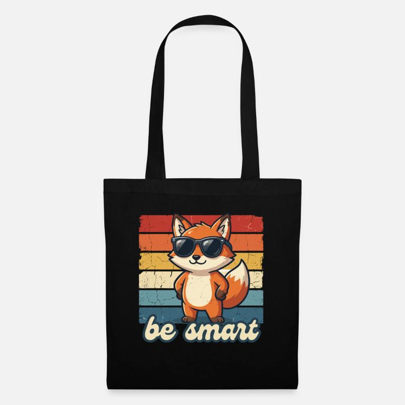 Lustiger Fuchs Be Smart Shirt Geschenk Idee - Stoffbeutel - Schwarz